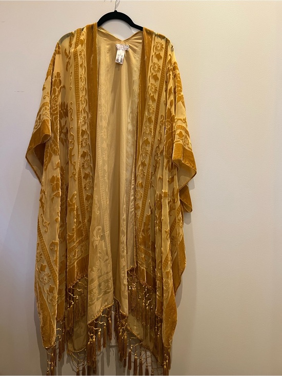 Free People Other - Free People Golden Yellow Velvet Burnout Kimono